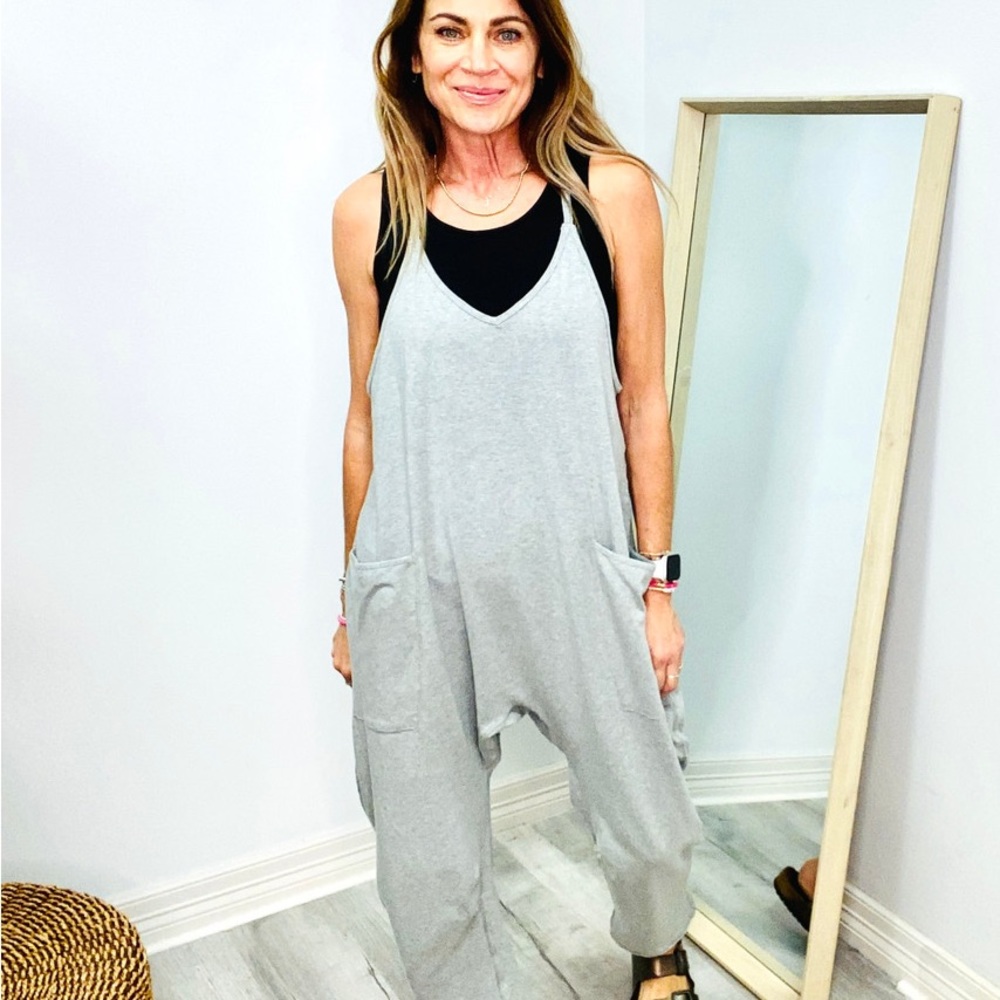 Free People Gray Wide-Leg Jumpsuit
